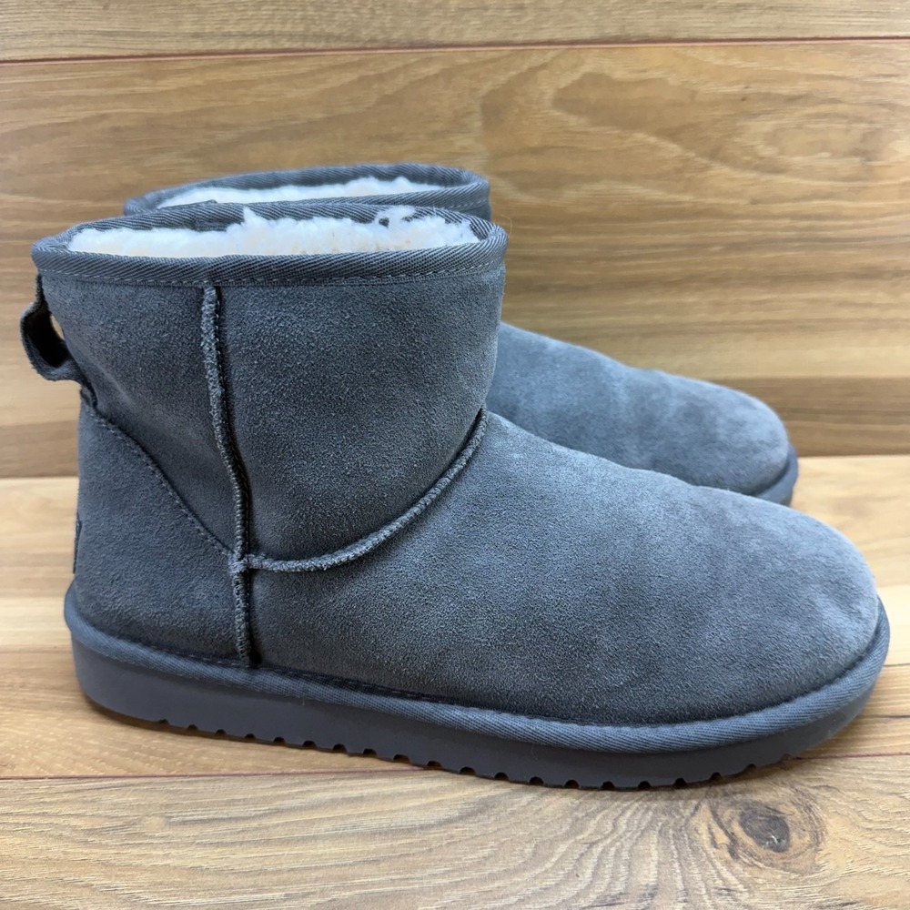 UGG Koolaburra Classic Mini Boots Womens 9 Gray Suede Faux Sherpa Cozy Gorpcore
